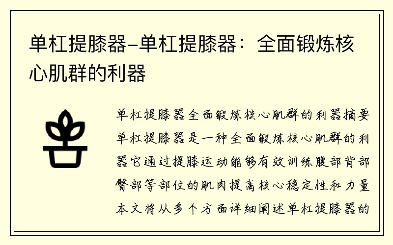 单杠提膝器-单杠提膝器：全面锻炼核心肌群的利器