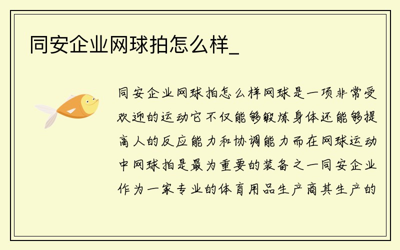 同安企业网球拍怎么样_