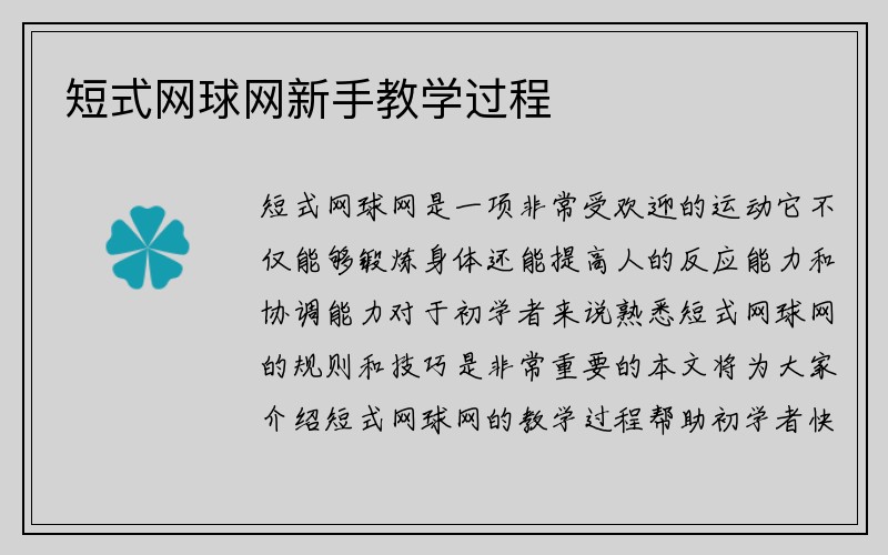 短式网球网新手教学过程