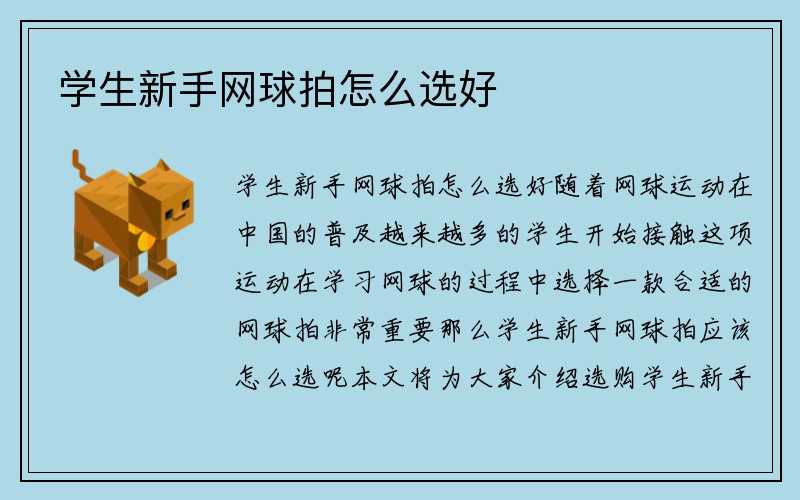 学生新手网球拍怎么选好