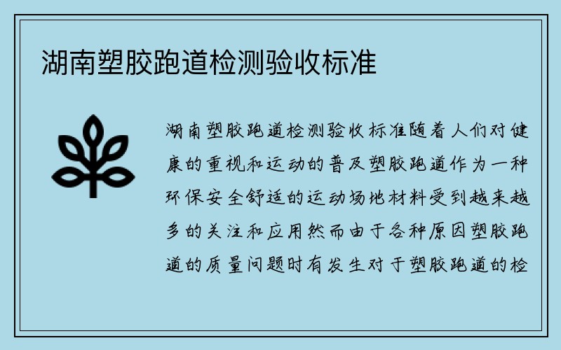 湖南塑胶跑道检测验收标准