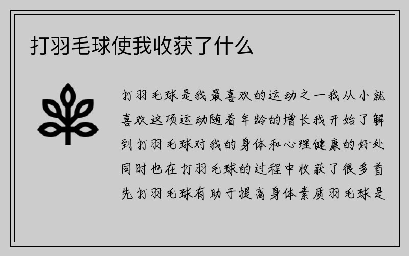 打羽毛球使我收获了什么