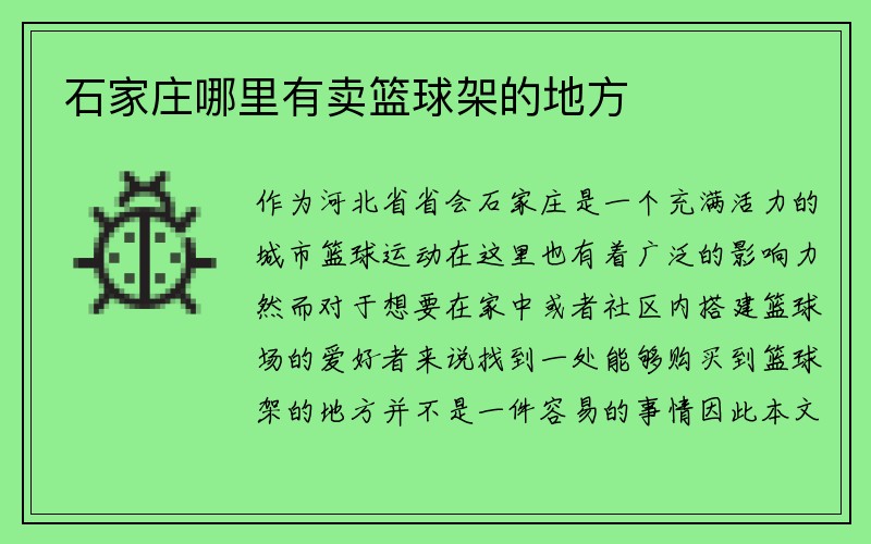 石家庄哪里有卖篮球架的地方