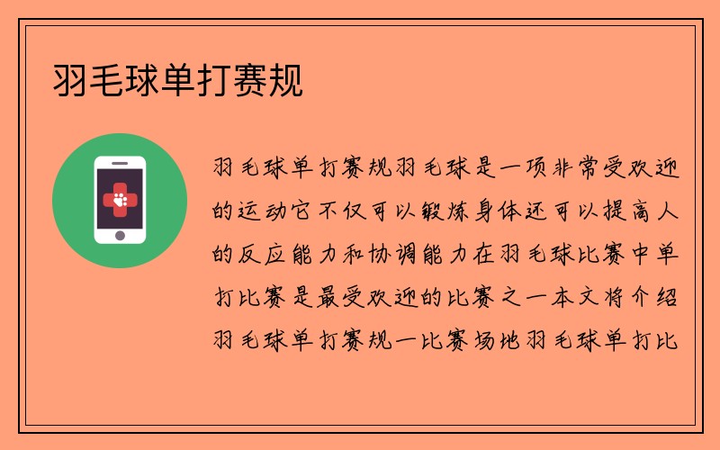 羽毛球单打赛规